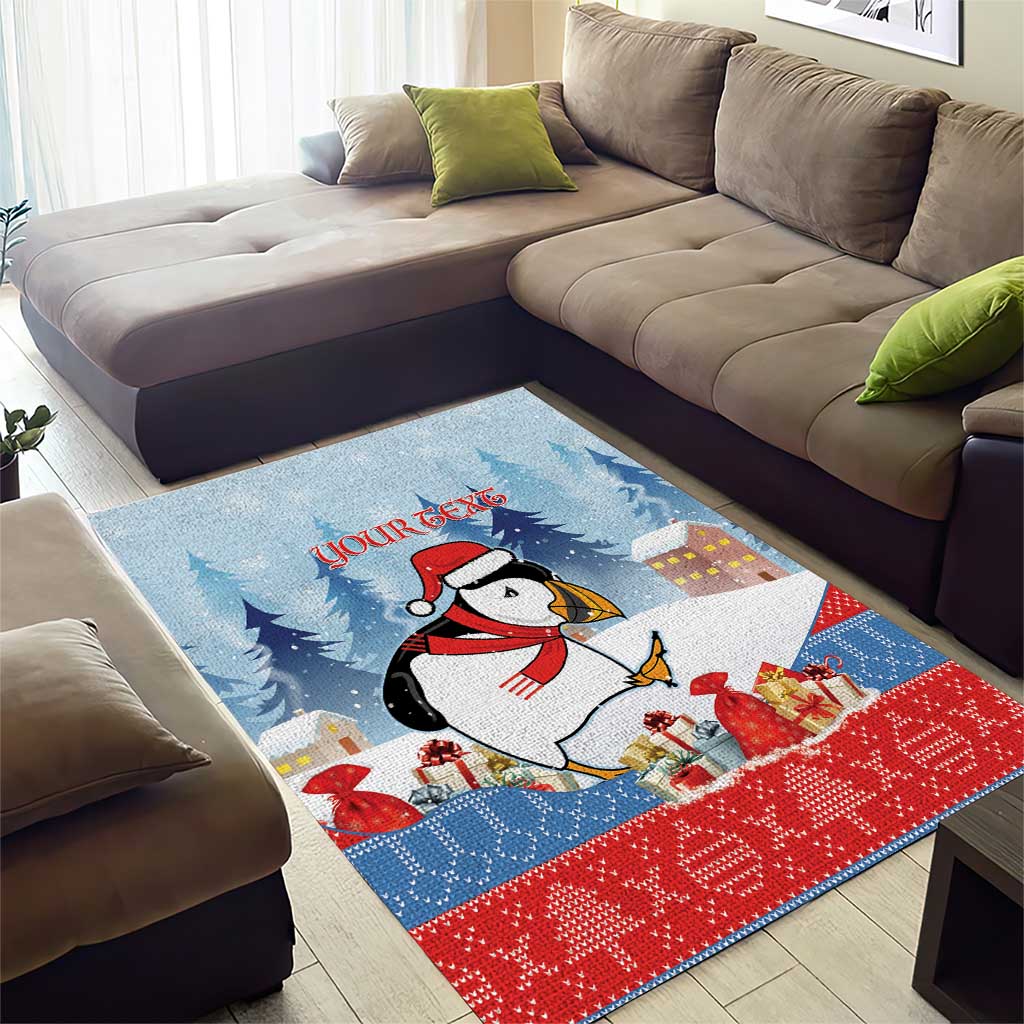 Personalised Puffin Iceland Christmas Area Rug Merry Xmas Winter Vibes - Wonder Print Shop