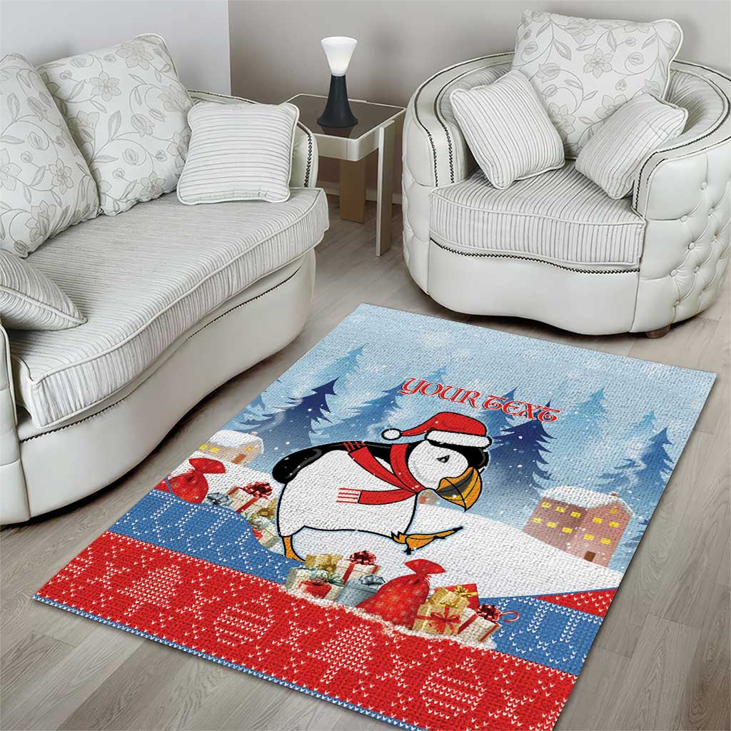 Personalised Puffin Iceland Christmas Area Rug Merry Xmas Winter Vibes - Wonder Print Shop