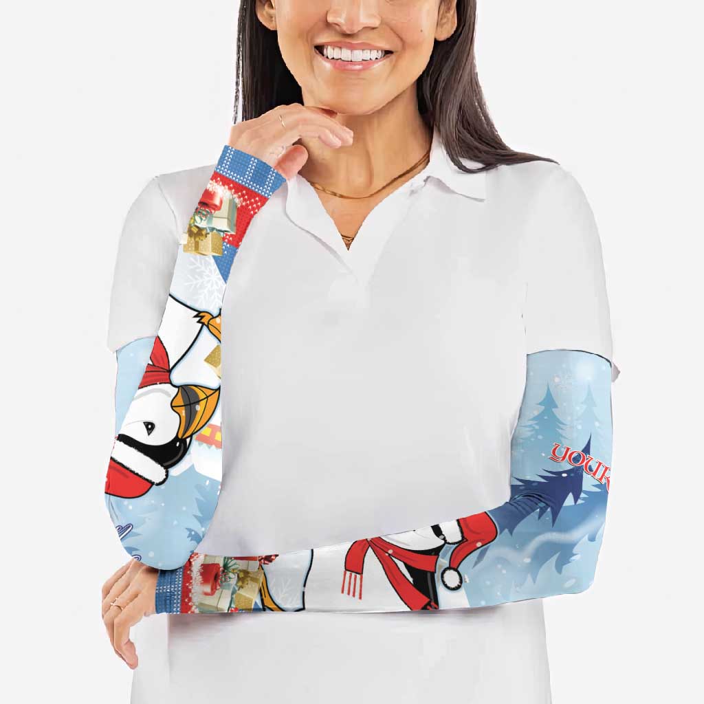 Personalised Puffin Iceland Christmas Arm Sleeves Merry Xmas Winter Vibes - Wonder Print Shop