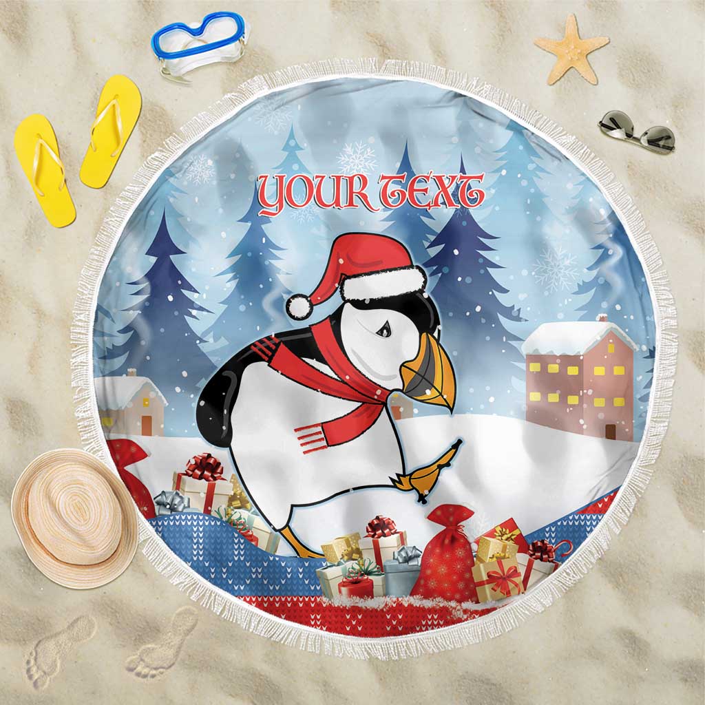 Personalised Puffin Iceland Christmas Beach Blanket Merry Xmas Winter Vibes - Wonder Print Shop