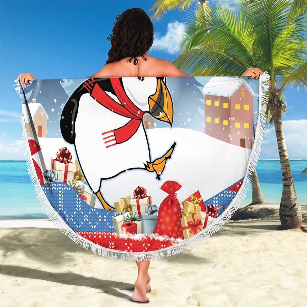 Personalised Puffin Iceland Christmas Beach Blanket Merry Xmas Winter Vibes - Wonder Print Shop