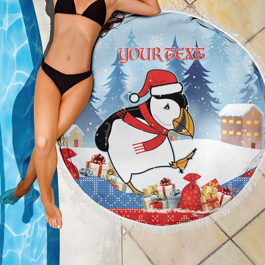 Personalised Puffin Iceland Christmas Beach Blanket Merry Xmas Winter Vibes - Wonder Print Shop