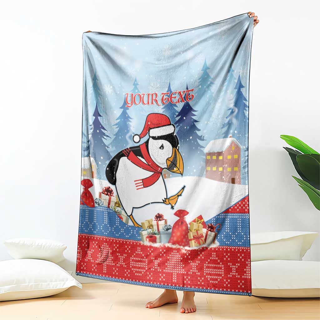 Personalised Puffin Iceland Christmas Blanket Merry Xmas Winter Vibes - Wonder Print Shop