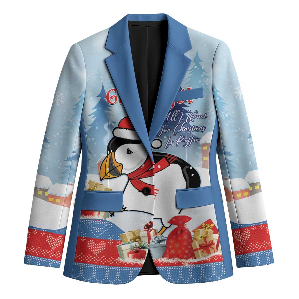 Personalised Puffin Iceland Christmas Blazer Merry Xmas Winter Vibes - Wonder Print Shop