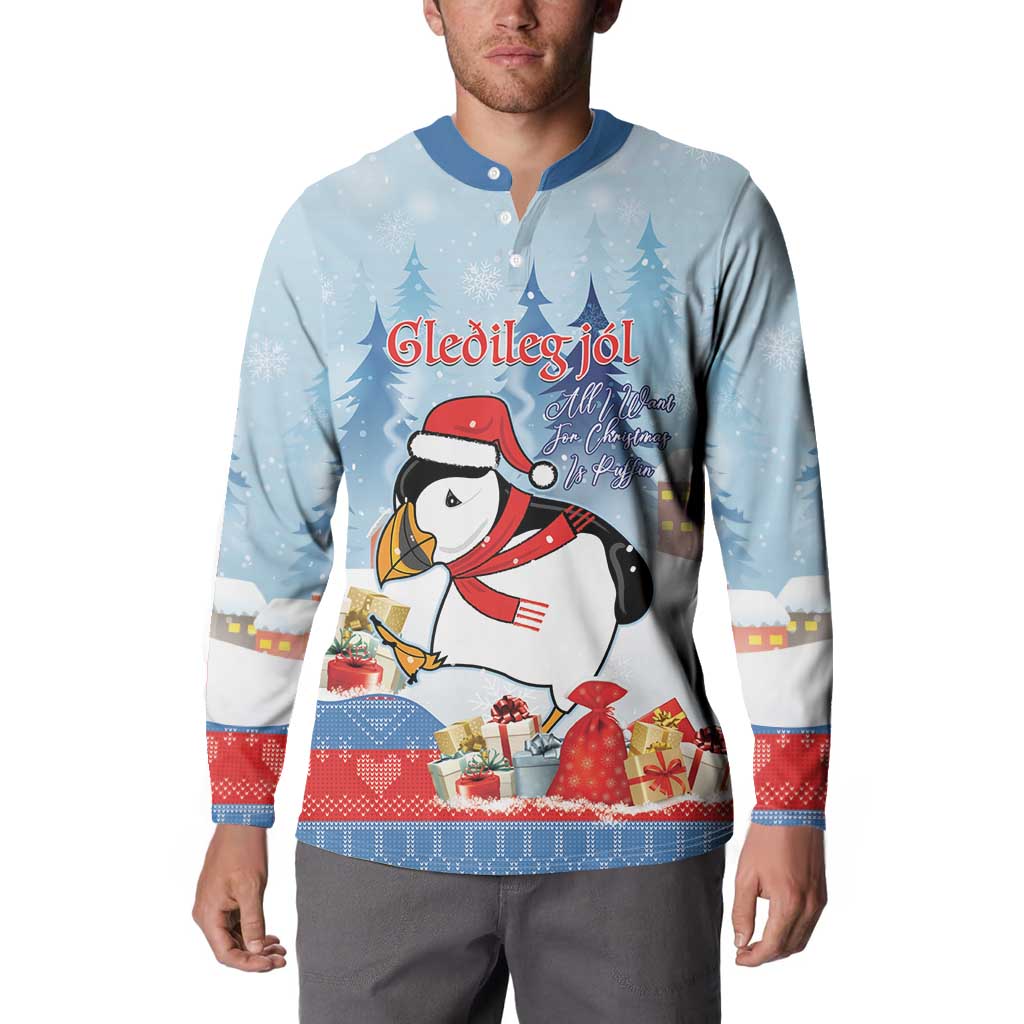 Personalised Puffin Iceland Christmas Button Sweatshirt Merry Xmas Winter Vibes - Wonder Print Shop