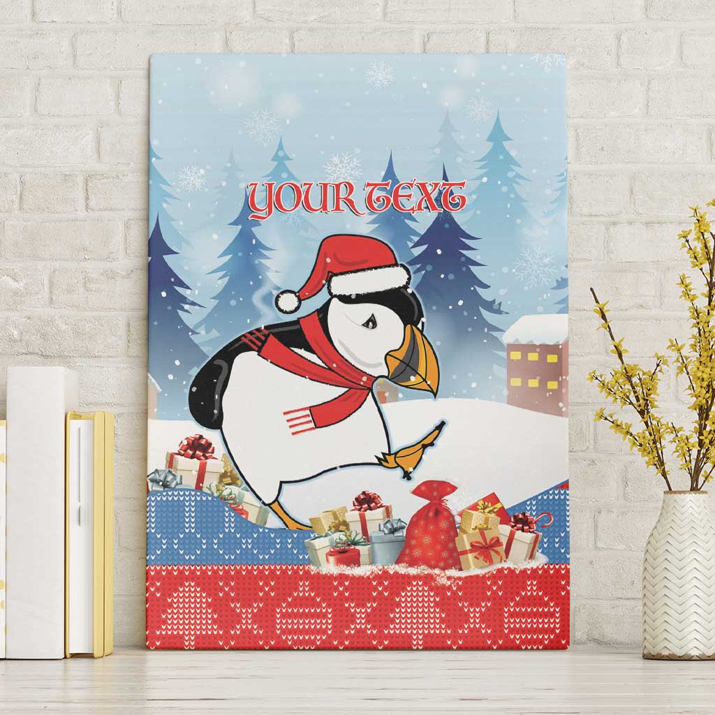 Personalised Puffin Iceland Christmas Canvas Wall Art Merry Xmas Winter Vibes - Wonder Print Shop