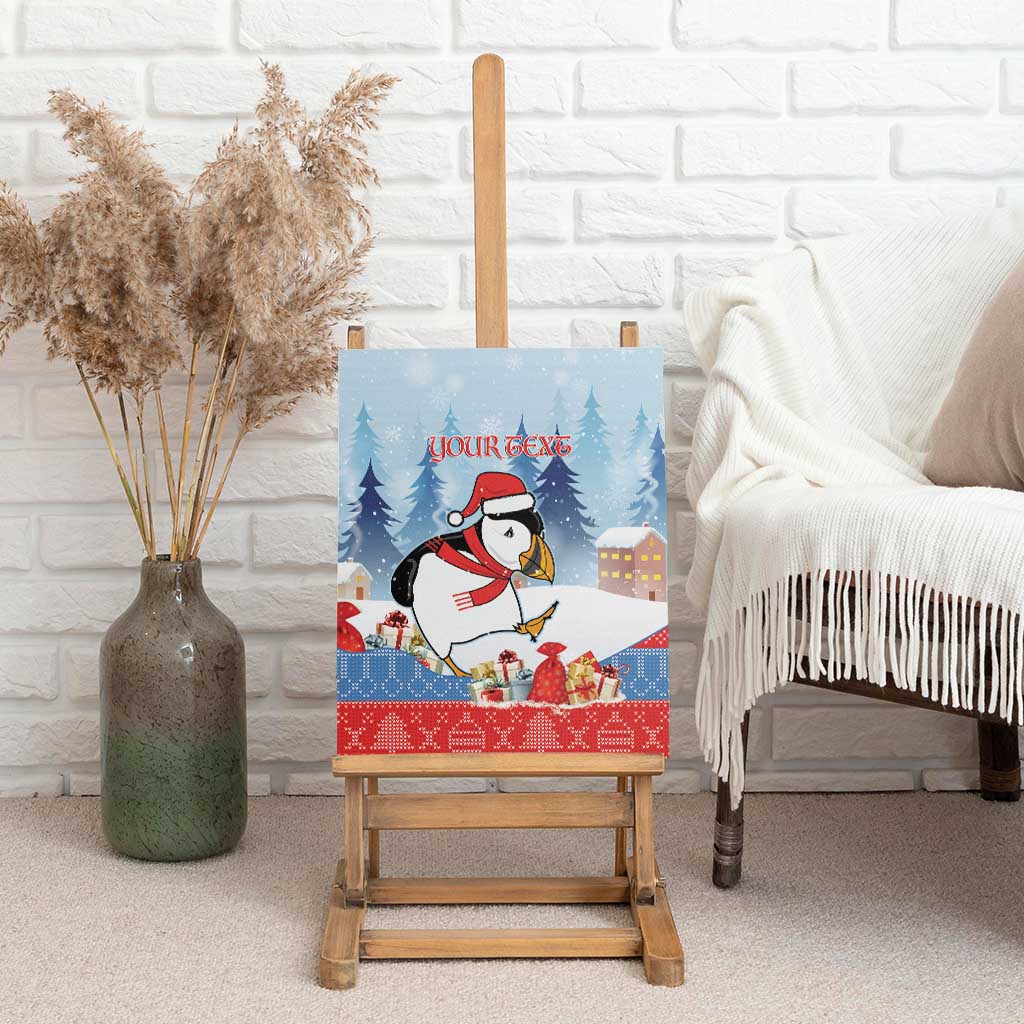 Personalised Puffin Iceland Christmas Canvas Wall Art Merry Xmas Winter Vibes - Wonder Print Shop