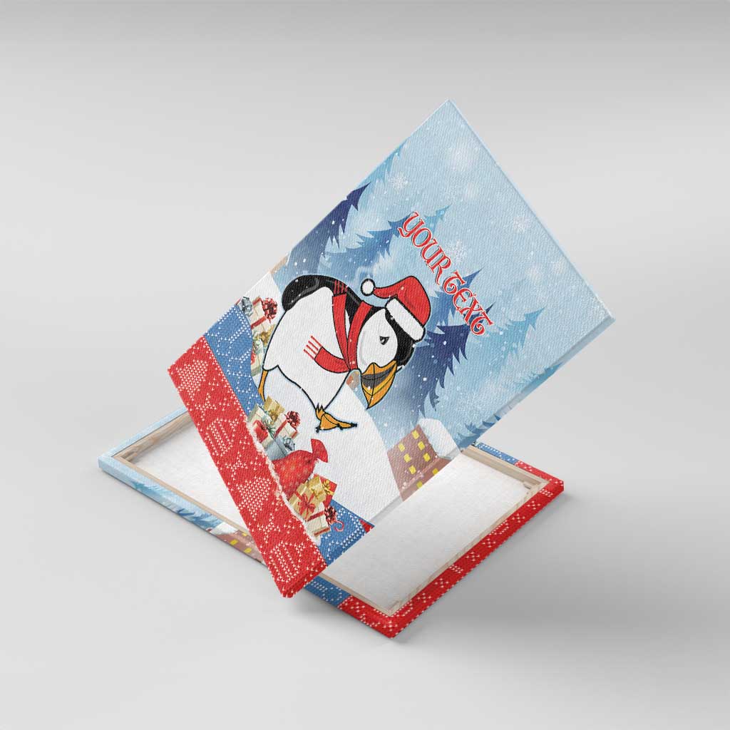 Personalised Puffin Iceland Christmas Canvas Wall Art Merry Xmas Winter Vibes - Wonder Print Shop