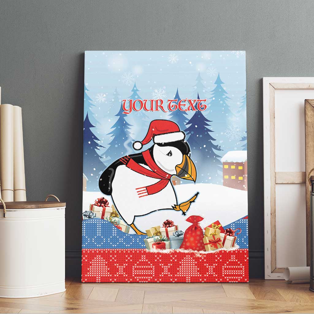 Personalised Puffin Iceland Christmas Canvas Wall Art Merry Xmas Winter Vibes - Wonder Print Shop