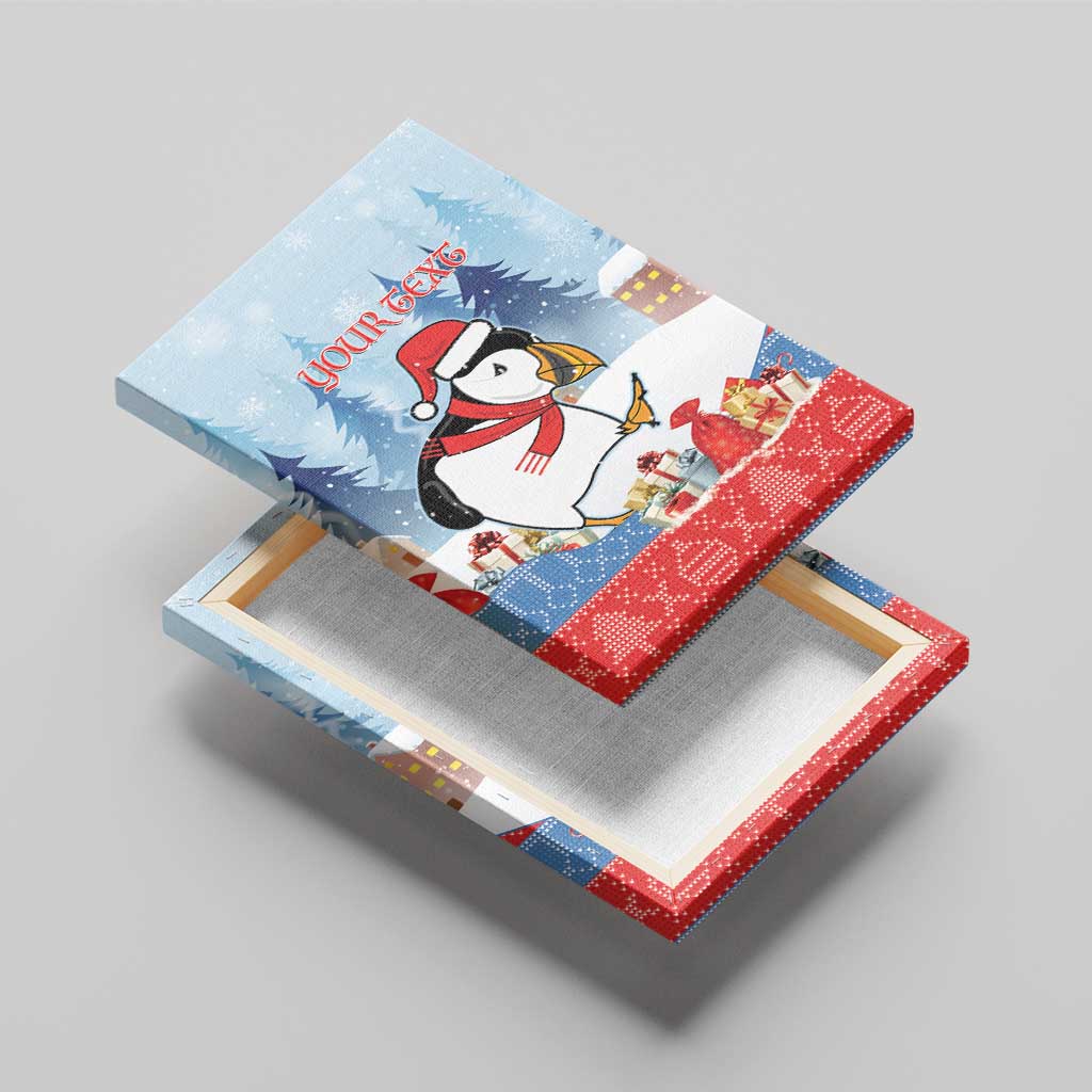 Personalised Puffin Iceland Christmas Canvas Wall Art Merry Xmas Winter Vibes - Wonder Print Shop