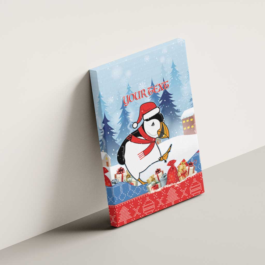 Personalised Puffin Iceland Christmas Canvas Wall Art Merry Xmas Winter Vibes - Wonder Print Shop