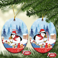 Personalised Puffin Iceland Christmas Ceramic Ornament Merry Xmas Winter Vibes - Wonder Print Shop