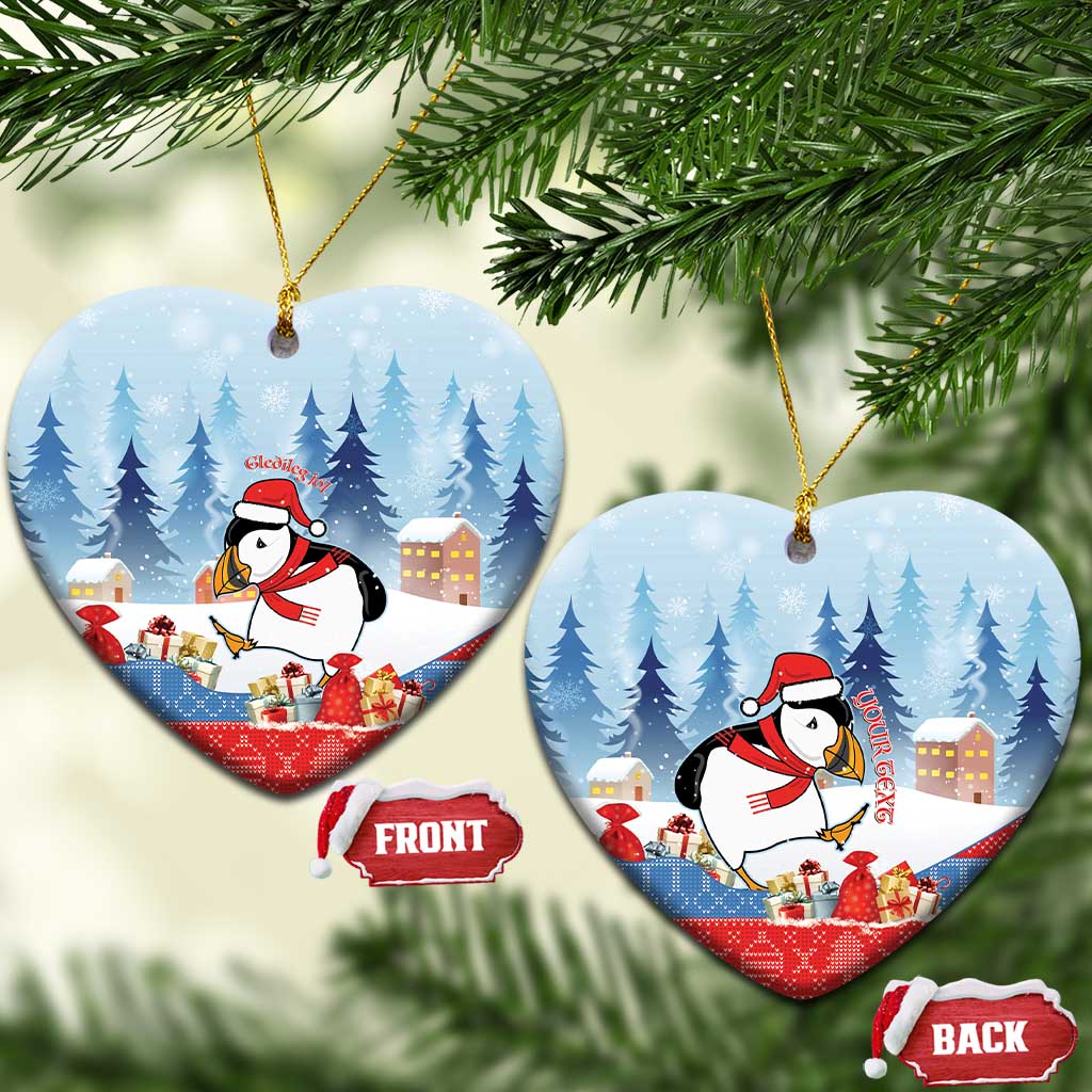 Personalised Puffin Iceland Christmas Ceramic Ornament Merry Xmas Winter Vibes - Wonder Print Shop