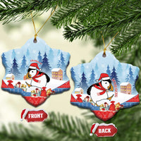 Personalised Puffin Iceland Christmas Ceramic Ornament Merry Xmas Winter Vibes - Wonder Print Shop