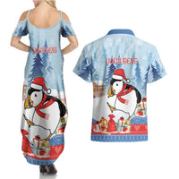Personalised Puffin Iceland Christmas Couples Matching Summer Maxi Dress and Hawaiian Shirt Merry Xmas Winter Vibes - Wonder Print Shop