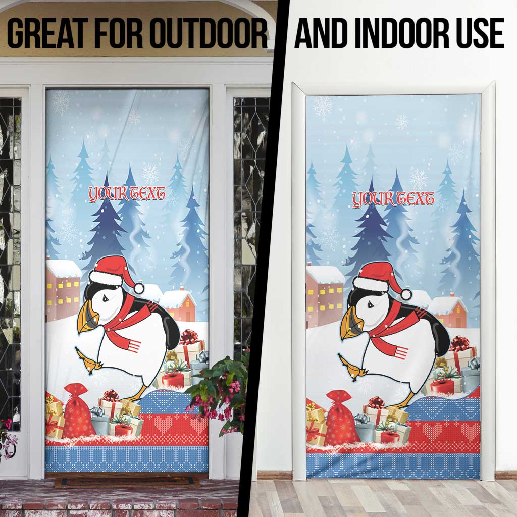 Personalised Puffin Iceland Christmas Door Cover Merry Xmas Winter Vibes - Wonder Print Shop