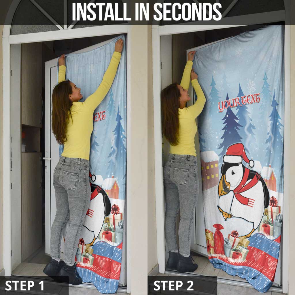 Personalised Puffin Iceland Christmas Door Cover Merry Xmas Winter Vibes - Wonder Print Shop