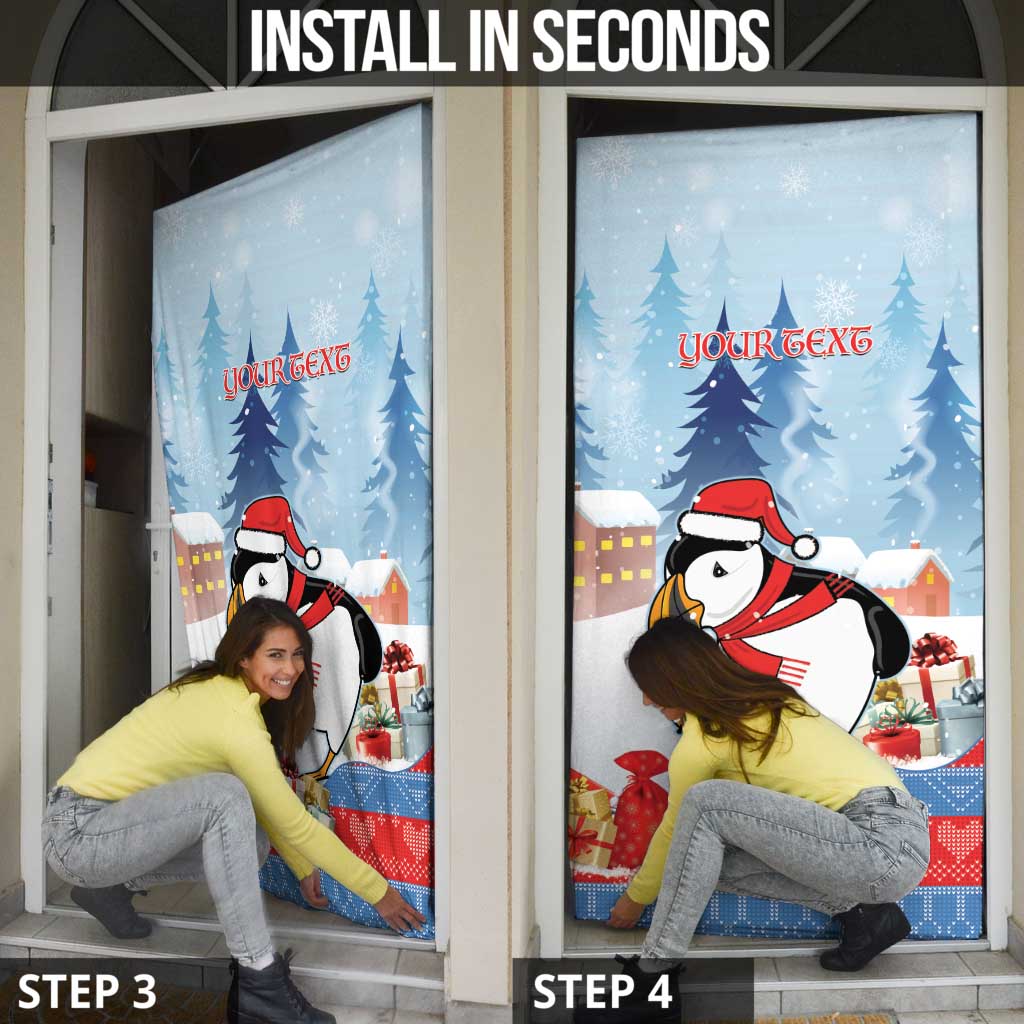 Personalised Puffin Iceland Christmas Door Cover Merry Xmas Winter Vibes - Wonder Print Shop
