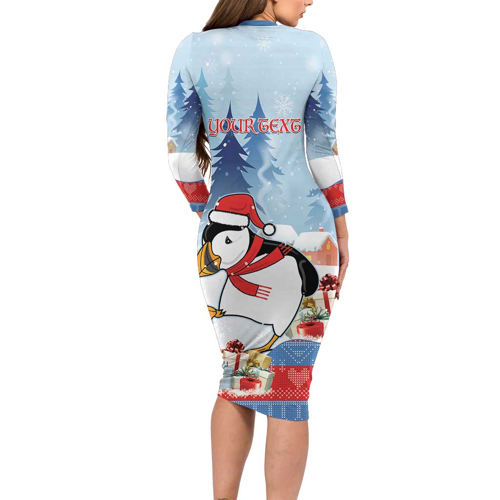 Personalised Puffin Iceland Christmas Family Matching Long Sleeve Bodycon Dress and Hawaiian Shirt Merry Xmas Winter Vibes - Wonder Print Shop