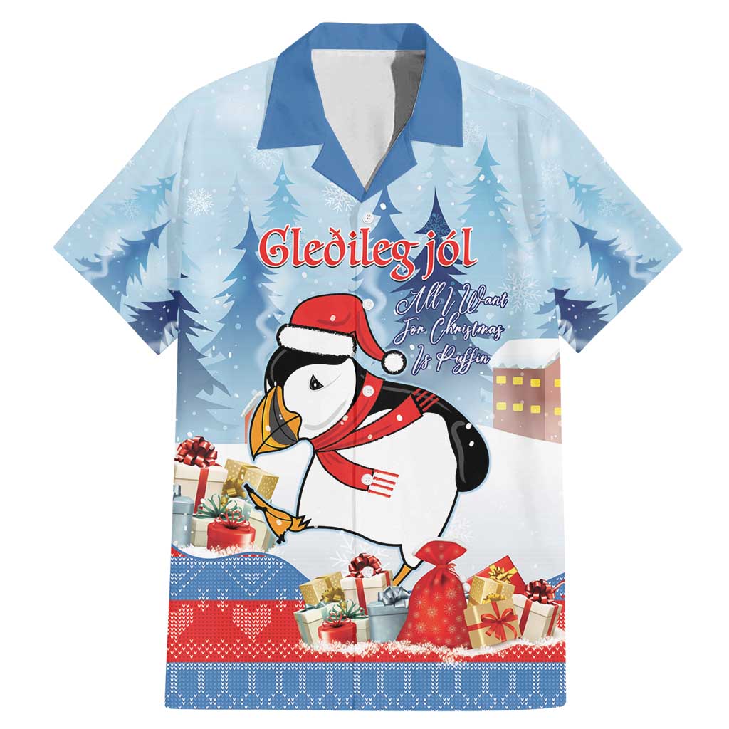 Personalised Puffin Iceland Christmas Family Matching Mermaid Dress and Hawaiian Shirt Merry Xmas Winter Vibes - Wonder Print Shop