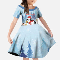 Personalised Puffin Iceland Christmas Family Matching Off The Shoulder Long Sleeve Dress and Hawaiian Shirt Merry Xmas Winter Vibes - Wonder Print Shop