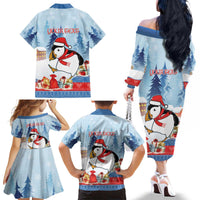 Personalised Puffin Iceland Christmas Family Matching Off The Shoulder Long Sleeve Dress and Hawaiian Shirt Merry Xmas Winter Vibes - Wonder Print Shop