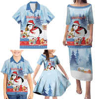 Personalised Puffin Iceland Christmas Family Matching Puletasi and Hawaiian Shirt Merry Xmas Winter Vibes - Wonder Print Shop