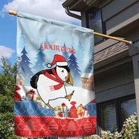 Personalised Puffin Iceland Christmas Garden Flag Merry Xmas Winter Vibes - Wonder Print Shop