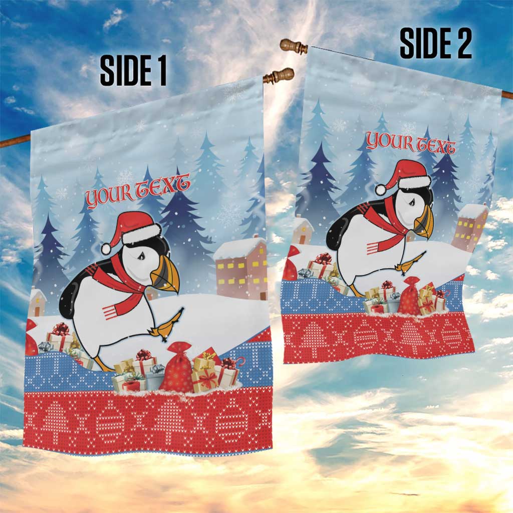 Personalised Puffin Iceland Christmas Garden Flag Merry Xmas Winter Vibes - Wonder Print Shop