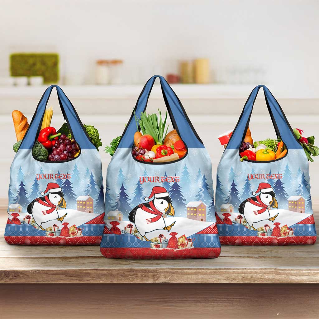 Personalised Puffin Iceland Christmas Grocery Bag Merry Xmas Winter Vibes - Wonder Print Shop
