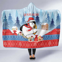 Personalised Puffin Iceland Christmas Hooded Blanket Merry Xmas Winter Vibes - Wonder Print Shop