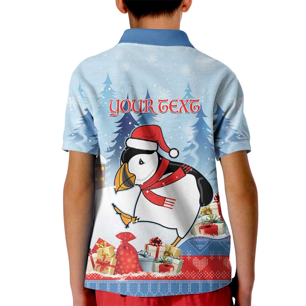 Personalised Puffin Iceland Christmas Kid Polo Shirt Merry Xmas Winter Vibes - Wonder Print Shop
