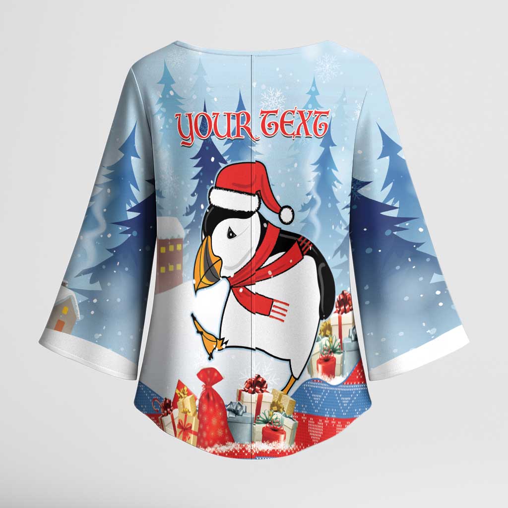 Personalised Puffin Iceland Christmas Kimono Sleeve Blouse Merry Xmas Winter Vibes - Wonder Print Shop