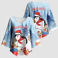 Personalised Puffin Iceland Christmas Kimono Sleeve Blouse Merry Xmas Winter Vibes - Wonder Print Shop