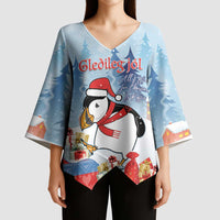Personalised Puffin Iceland Christmas Kimono Sleeve Blouse Merry Xmas Winter Vibes - Wonder Print Shop