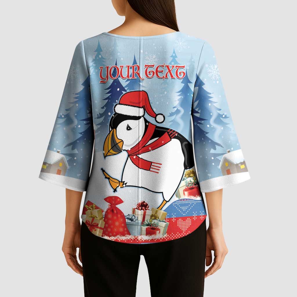 Personalised Puffin Iceland Christmas Kimono Sleeve Blouse Merry Xmas Winter Vibes - Wonder Print Shop