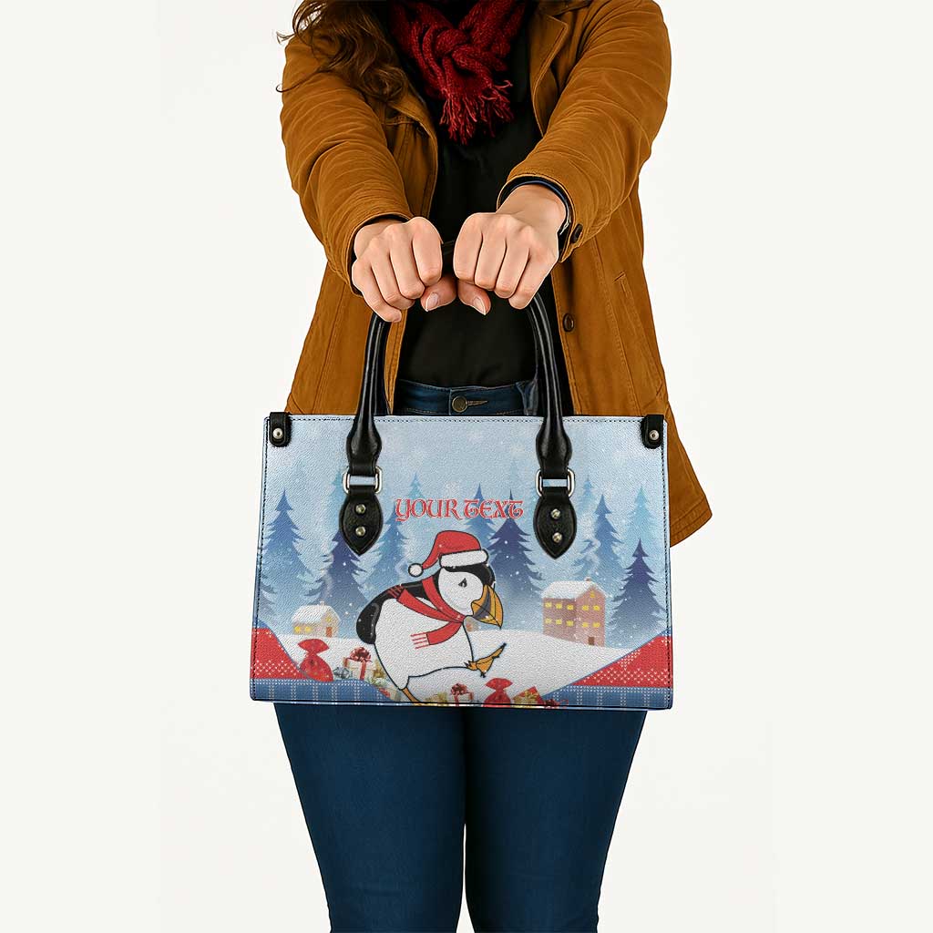 Personalised Puffin Iceland Christmas Leather Bag Merry Xmas Winter Vibes - Wonder Print Shop