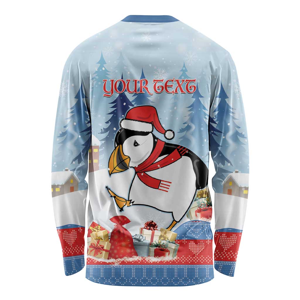 Personalised Puffin Iceland Christmas Long Sleeve Shirt Merry Xmas Winter Vibes - Wonder Print Shop