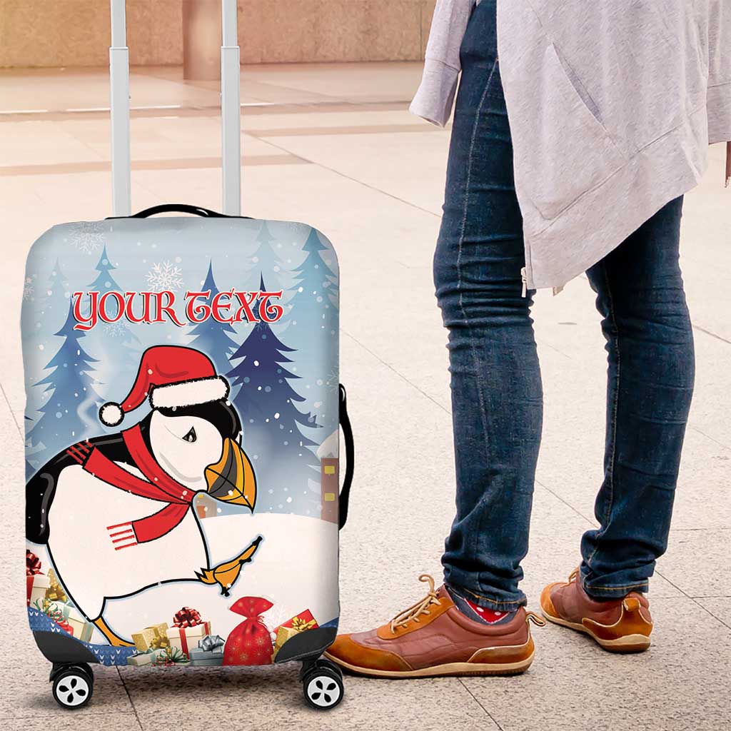 Personalised Puffin Iceland Christmas Luggage Cover Merry Xmas Winter Vibes - Wonder Print Shop