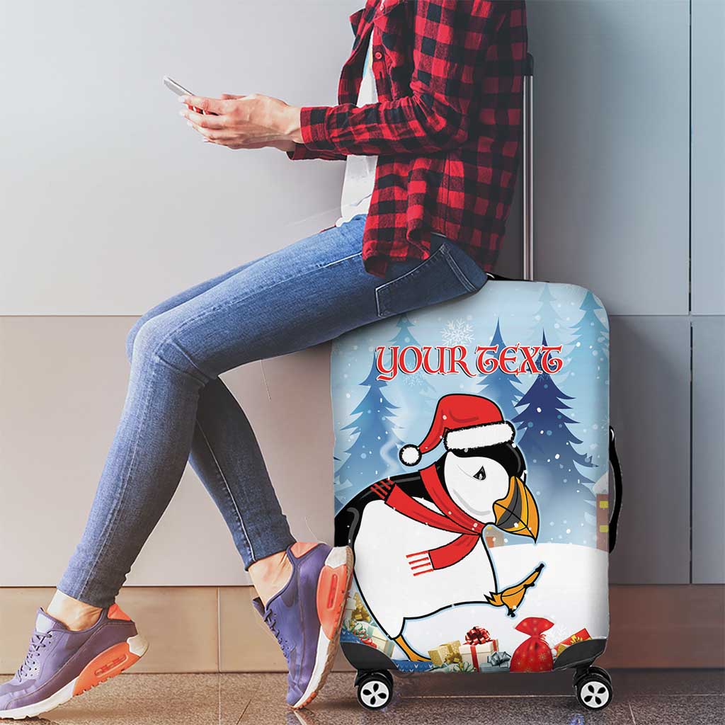 Personalised Puffin Iceland Christmas Luggage Cover Merry Xmas Winter Vibes - Wonder Print Shop