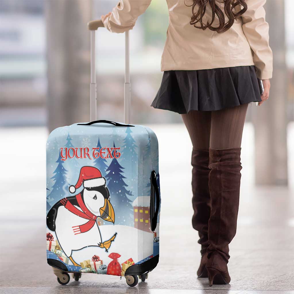 Personalised Puffin Iceland Christmas Luggage Cover Merry Xmas Winter Vibes - Wonder Print Shop