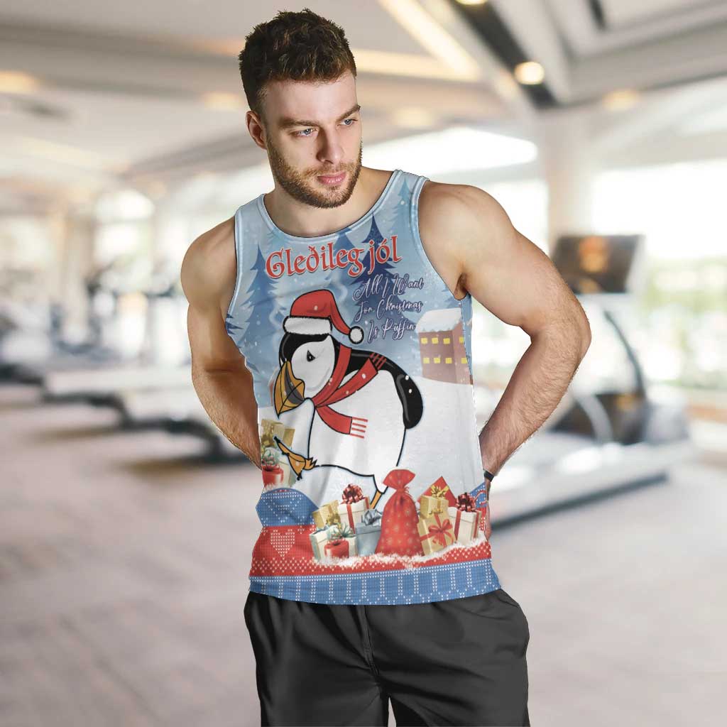 Personalised Puffin Iceland Christmas Men Tank Top Merry Xmas Winter Vibes - Wonder Print Shop