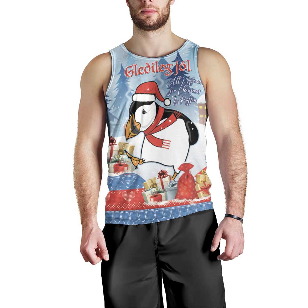 Personalised Puffin Iceland Christmas Men Tank Top Merry Xmas Winter Vibes - Wonder Print Shop