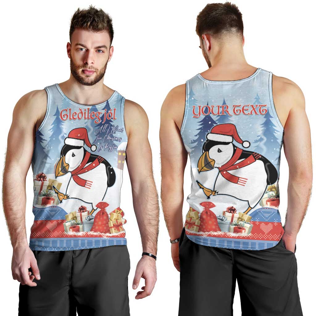 Personalised Puffin Iceland Christmas Men Tank Top Merry Xmas Winter Vibes - Wonder Print Shop