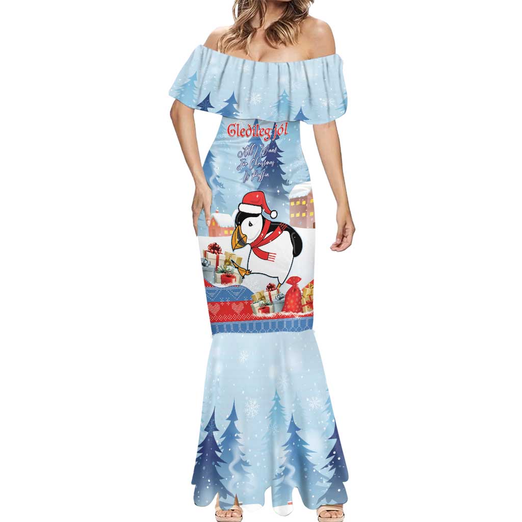 Personalised Puffin Iceland Christmas Mermaid Dress Merry Xmas Winter Vibes - Wonder Print Shop