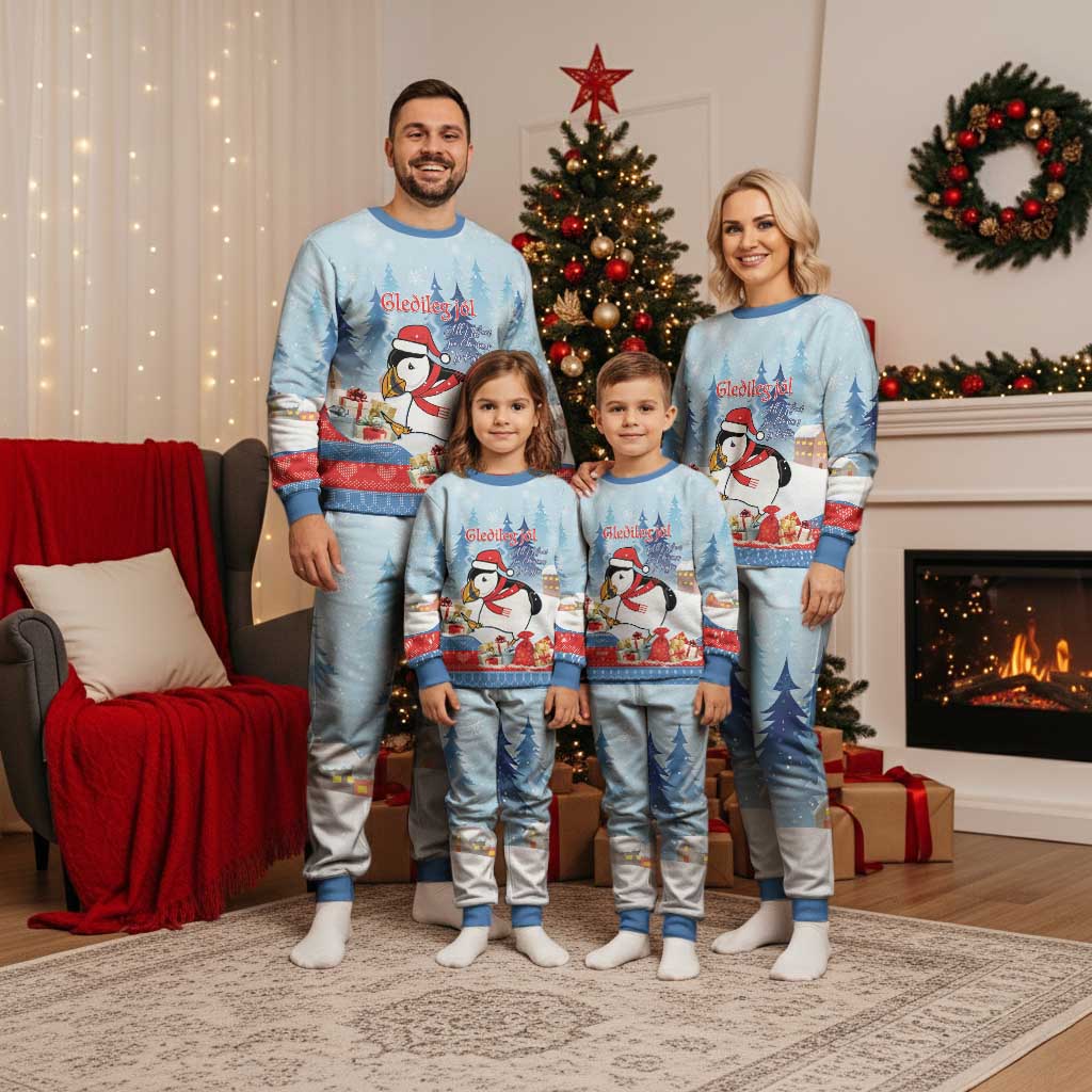 Personalised Puffin Iceland Christmas Pajama Set Merry Xmas Winter Vibes - Wonder Print Shop