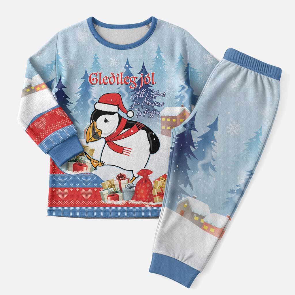 Personalised Puffin Iceland Christmas Pajama Set Merry Xmas Winter Vibes - Wonder Print Shop