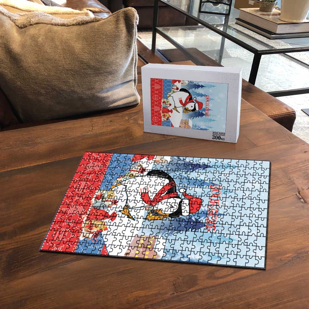 Personalised Puffin Iceland Christmas Puzzle Merry Xmas Winter Vibes - Wonder Print Shop