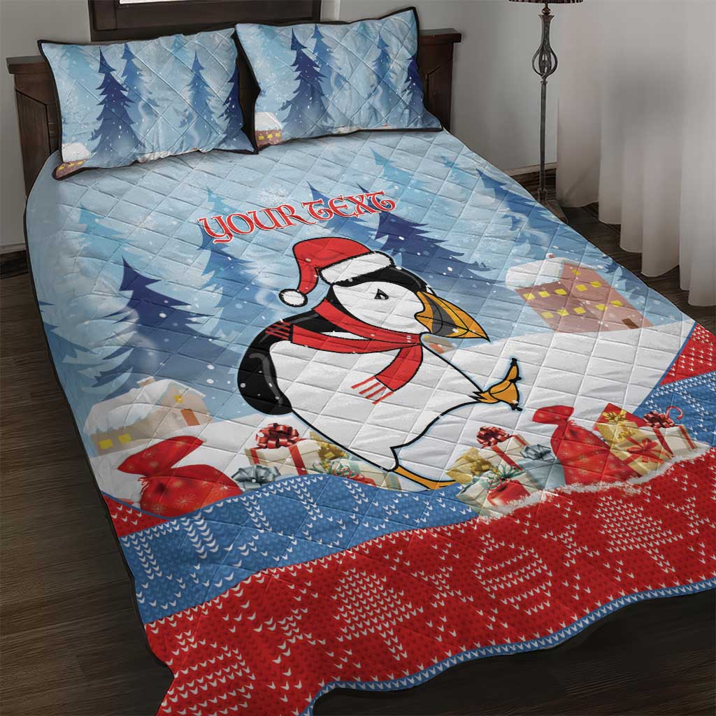 Personalised Puffin Iceland Christmas Quilt Bed Set Merry Xmas Winter Vibes - Wonder Print Shop