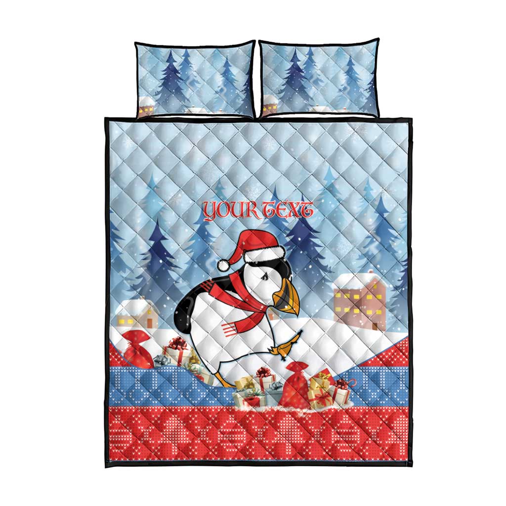 Personalised Puffin Iceland Christmas Quilt Bed Set Merry Xmas Winter Vibes - Wonder Print Shop